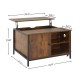 Lift Top Coffee Table, Multi-Function Coffee Table with Hidden Compartment, Modern Lift Tabletop Dining Table for Living Room Reception/Home Office, Rustic Brown
