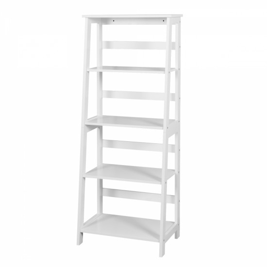 Basics Modern 5-Tier Ladder Wooden shelf Organizer, White 13.7