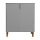 Wooden Living Room Console Table Grey Carved Pattern Door Panel with 2 Doors
