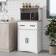 Wooden Kitchen Cabinet White Pantry Storage Microwave Cabinet with Storage Drawer