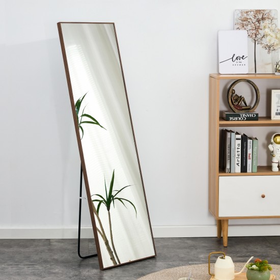 Brown Solid Wood Frame Full-length Mirror, Dressing Mirror, Bedroom Home Porch, Decorative Mirror, Clothing Store, Floor Mounted Large Mirror, Wall Mounted.63