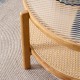 Modern simple circular double-layer solid wood tea table rattan woven side table small round table suitable for living room, dining room and bedroom