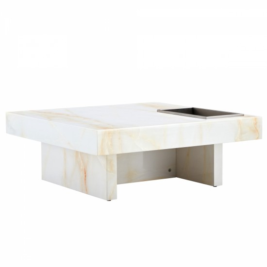 A modern and practical coffee table with imitation marble patterns, made of MDF material. The fusion of elegance and natural fashion 31.4