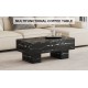 The black coffee table has patterns. Modern rectangular table, suitable for living rooms and apartments