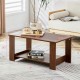 Modern minimalist walnut colored double layered rectangular coffee table ,tea table.MDF material is more durable,Suitable for living room, bedroom, and study room.19.6