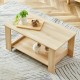 Modern minimalist log colored double layered rectangular coffee table, tea table.MDF material is more durable,Suitable for living room, bedroom, and study room.35.4