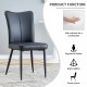 Modern minimalist dining chairs, black PU leather curved backrest and seat cushions, black metal chair legs, suitable for restaurants, bedrooms, and living rooms. A set of four chairs. 008
