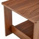 Modern minimalist walnut colored double layered rectangular coffee table ,tea table.MDF material is more durable,Suitable for living room, bedroom, and study room.19.6