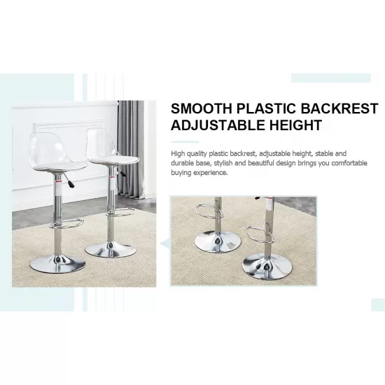 Modern minimalist bar chairs and bar stools. Can rotate 360 ° and adjust lifting. PET backrest and PU seats. Set of 2. Suitable for bars, restaurants, and front desk cashiers.