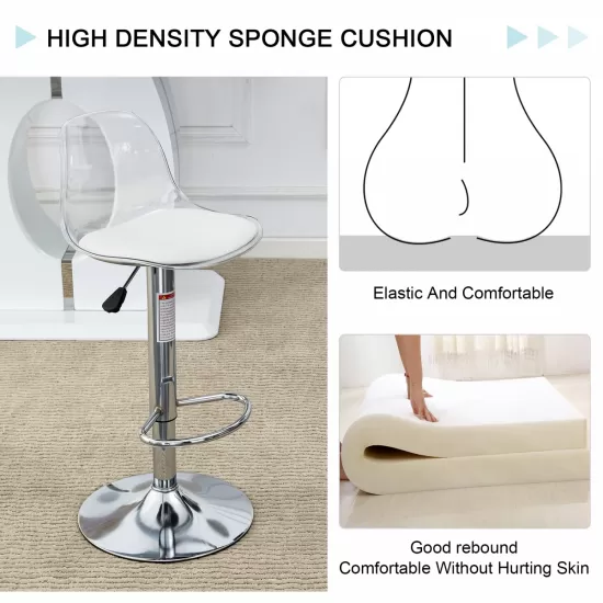 Modern minimalist bar chairs and bar stools. Can rotate 360 ° and adjust lifting. PET backrest and PU seats. Set of 2. Suitable for bars, restaurants, and front desk cashiers.