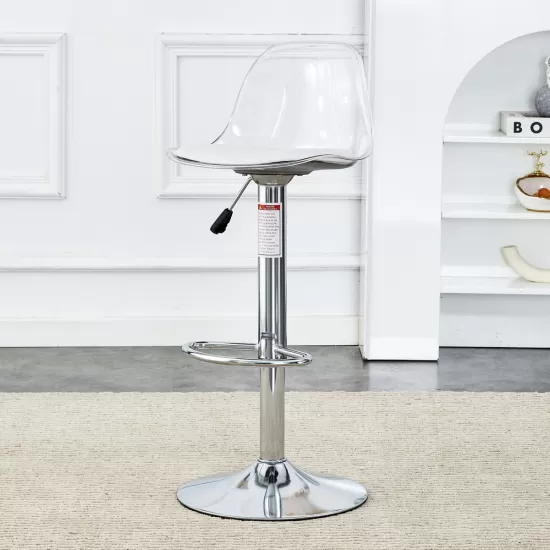 Modern minimalist bar chairs and bar stools. Can rotate 360 ° and adjust lifting. PET backrest and PU seats. Set of 2. Suitable for bars, restaurants, and front desk cashiers.