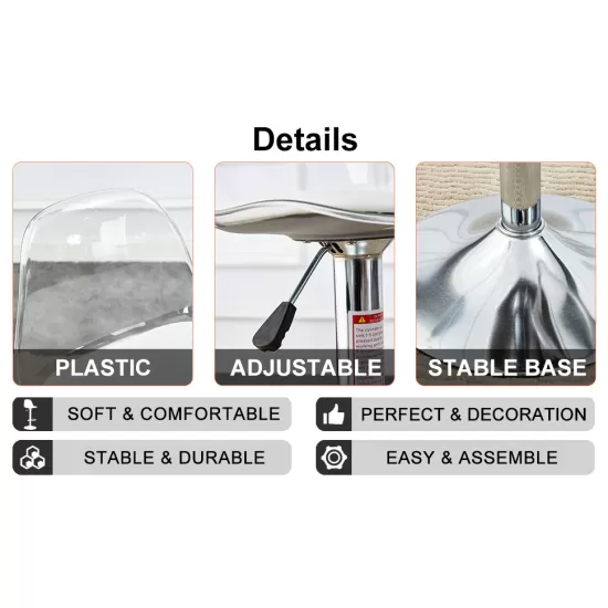 Modern minimalist bar chairs and bar stools. Can rotate 360 ° and adjust lifting. PET backrest and PU seats. Set of 2. Suitable for bars, restaurants, and front desk cashiers.