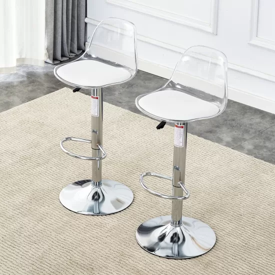 Modern minimalist bar chairs and bar stools. Can rotate 360 ° and adjust lifting. PET backrest and PU seats. Set of 2. Suitable for bars, restaurants, and front desk cashiers.