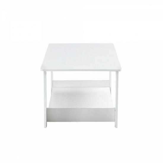 A modern and practical white coffee table and coffee table. The double layered coffee table is made of MDF material,. Suitable for living room, bedroom, and study.43.3