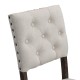 Modern Tufted Back Upholstered Fabric Dining Chair Set of 2, Nailhead Trim Chairs, Beige Colour