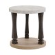 Mid-Century 2-Tier Round Side Table& Nightstand with Storage Shelf, Antique Grey