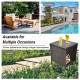 Outdoor Side Coffee Table with Storage Shelf,All Weather PE Rattan and Steel Frame,Patio Furniture Square,Bistro Table for Garden Porch,Backyard Pool Indoor (Black Gold)