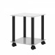 1-Piece White+Black Side Table , 2-Tier Space End Table ,Modern Night Stand, Sofa table, Side Table with Storage Shelve