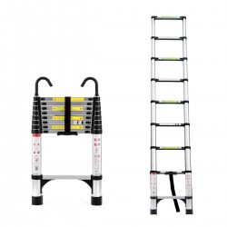 8.5FT telescopic ladder, telescopic aluminum alloy multi-purpose folding telescopic ladder with hooks and triangular support frame, suitable for outdoor work at home or RV