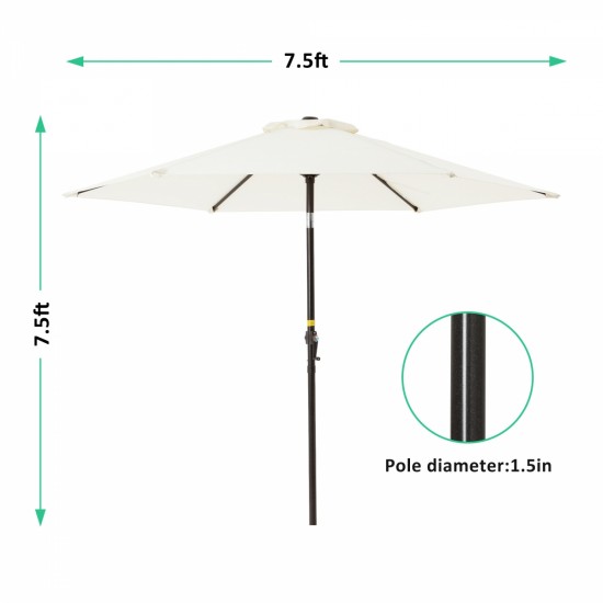 7.5FT Patio Umbrella Outdoor Table Market Umbrella with Push Button Tilt & Crank - Beige