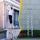 8.5FT telescopic ladder, telescopic aluminum alloy multi-purpose folding telescopic ladder with hooks and triangular support frame, suitable for outdoor work at home or RV