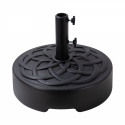 Round Patio Umbrella Base with Wheels, Outdoor Umbrella Stand for Universal Umbrella Pole, Water or Sand Filled, 50lbs Weight Capacity - Black