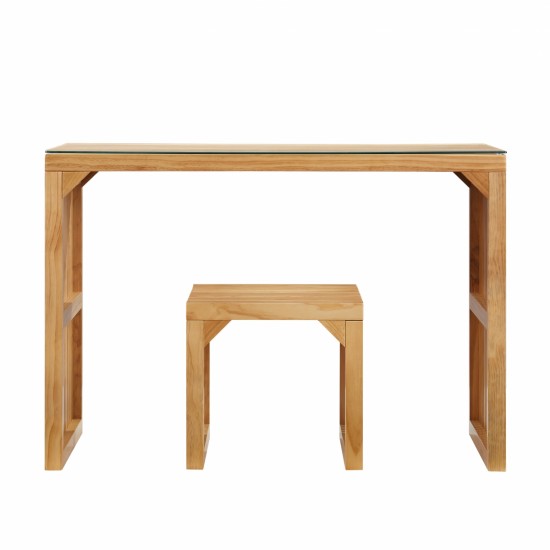 Pine Dining Bench and Table, Indoor Wood Bench for Entryway,Living Room,Kitchen and Bedroom Table and Bench Set (Nature, Bench & Table) Small