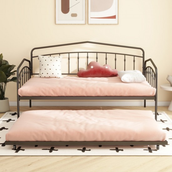 Fox twin daybed with twin trundle, Black