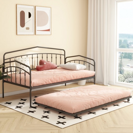 Fox twin daybed with twin trundle, Black