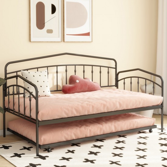 Fox twin daybed with twin trundle, Black