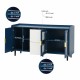 Modern Kitchen Pantry Storage Cabinet , 55 Inch Coffee Bar Storage Cabinet with 2 Drawers, 2 Open Storage Compartment & 2 Glass Doors, Wood Buffet Table for Kitchen, Living Room, Blue