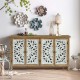 Accent Cabinet with 4 Doors, Farmhouse Sideboard Buffet Cabinet with Storage, Modern Credenza Storage Cabinet with Wood Carved Floral Doors for Living Room, Dining Room, Entryway, Hallway, Kitchen