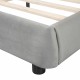 Queen Size Velvet Upholstered Platform Bed,Solid Frame and Stylish Curve-shaped Design, Gray