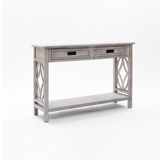 Whitewashed Wood 2-Drawer 1-Shelf Console and Entry Table