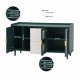 Modern Kitchen Pantry Storage Cabinet , 55 Inch Coffee Bar Storage Cabinet with 2 Drawers, 2 Open Storage Compartment & 2 Glass Doors, Wood Buffet Table for Kitchen, Living Room, Green