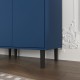 Tall Storage Show Cabinet with 2 Glass Display Door & 2 Doors, Tall Kitchen Pantry Cabinet with Gold Handles, Modern Cabinet Freestanding for Bathroom, Dining Living Room, Blue