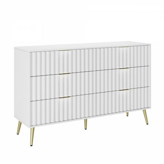 white Modern-6-Drawer for Living Room for Hallway Wide Chest of Drawers for Living Room