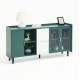 Modern Kitchen Pantry Storage Cabinet , 55 Inch Coffee Bar Storage Cabinet with 2 Drawers, 2 Open Storage Compartment & 2 Glass Doors, Wood Buffet Table for Kitchen, Living Room, Green