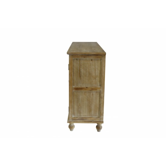 Accent Cabinet with 4 Doors, Farmhouse Sideboard Buffet Cabinet with Storage, Modern Credenza Storage Cabinet with Wood Carved Floral Doors for Living Room, Dining Room, Entryway, Hallway, Kitchen