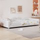 Twin size Upholstered Daybed, Sherpa Fabric Sofabed with Cloud-Shaped Backrest, No Box-spring Needed, White