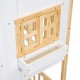 Twin over Twin House Bunk Bed with Roof , Window, Window  Box, Door , with Safety Guardrails and Ladder, Natural/White