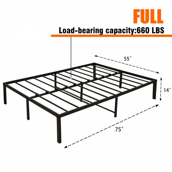 Metal Bed Frame, Simple and Atmospheric Metal Platform Bed Frame, Storage Space Under The Bed Heavy Duty Frame Bed, Sturdy Full Size Bed Frame, Suitable for Bedroom