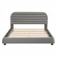 Queen Size Velvet Upholstered Platform Bed,Solid Frame and Stylish Curve-shaped Design, Gray