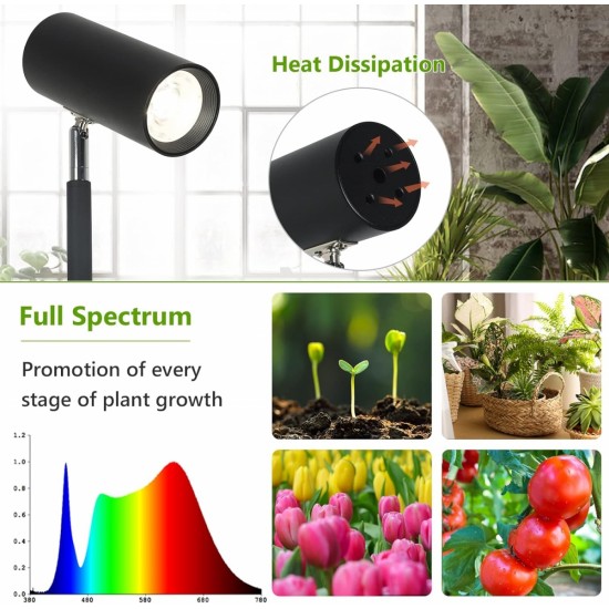 Grow Lights Stand for Indoor Plants Full Spectrum Tall Plant Light for Indoor Growing with 20W COB Plant Light Bulb,4/8/12H Timer, Led Growth Floor Lamp for Large Plant Seedling(6 Level Height)