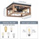 Wooden Flush Mount Ceiling Lights, 4-Light Farmhouse Close to Ceiling Lighting Fixtures Black Ceiling Lamp for Kitchen Island Living Room Bedroom Hallway Laundry Entryway