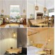 Plug in Pendant Light with LED Bulb, Rattan Hanging Lamp with 16ft Dimmable Cord, Hand Woven Wicker Plug in Chandelier, Boho Hanging Lights Fixture with Plug in Cord for Bedroom Hallway Foyer