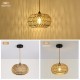 Farmhouse LED Rattan Pendant Lights, Boho Chandelier Light Fixture, Rustic Wicker Hand Woven Rope Cage Basket Pendant Hanging for Dining Room Living Room Kitchen Bedroom Nursery Foyer Hallway Entryway