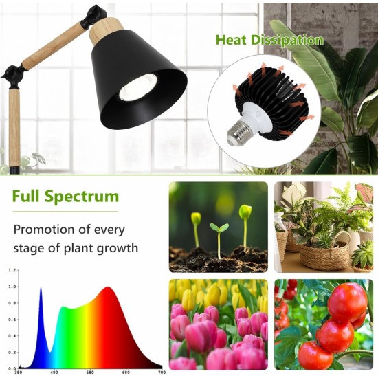 Grow Lights for Indoor Plants Full Spectrum, Plant Lights for Indoor Growing with 20W COB Grow Light Blub, 4/8/12H Timer, Standing Tall Grow Lamp for Middle Large Plants(75'', Height Adjustable)