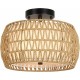 Boho Light Fixtures Ceiling Mount, Rattan Semi Flush Mount Ceiling Light, Farmhouse Light Fixtures with Fabric Shades, Kitchen Close to Ceiling Light Fixtures for Living Room Bedroom Hallway