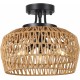 Semi Flush Mount Ceiling Light, Rattan Light Fixture Ceiling Mount with Handmade Wicker Lampshade, 3-Lights Boho Chandelier, Woven Close to Ceiling Light for Bedroom Hallway Living Room Kitchen